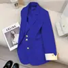 Traje de Mujer Estilo Coreano con Mangas Enrolladas, Múltiples Colores en Stock, Entrega Directa, Nuevo Modelo Otoño 2026, Botón Dorado, Color Brillante, Blazer de Corte Holgado