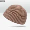 Gorro Redondo Corto para Hombre, Gorro de Punto Estilo Coreano para Clima Frío, Gorro Trendy Hip-Hop de Propietario, Gorro de Lana para Mujer, A Prueba de Frío