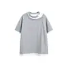 Camiseta de Manga Corta Estilo Campus Juvenil Retro Americano Ouswe para Niños Camiseta de Moda Falsa de Dos Piezas Top de Verano Rt71