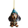 Novo Produto Transfronteiriço Pingente de Decoração de Carro Dachshund Divertido de Natal Acrílico Plano Pingente Interior de Carro