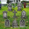 Letrero de Tumba para Jardín de Halloween 8 Piezas con Estaca Tumba de Cementerio Calavera de Terror Tarjeta de Inserción Rasgada Decoración Césped Exterior