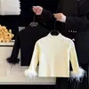 Otoño/Invierno 2026 Camiseta Básica para Niñas Atuendo de Año Nuevo Suéter de Cuello Alto para Niñas Pulóver con Ribete Peludo Transfronterizo