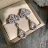 Brincos de leque em forma de gota d'água com zircônia microincrustada, agulha de prata S925, zircônia, zircônia, brincos vintage, temperamento feminino