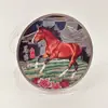 Medalla Conmemorativa del Año del Caballo Relieve en Color Moneda de Año Nuevo Moneda Conmemorativa del Zodiaco del Año del Caballo Regalo de Evento Regalo Casual
