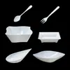 Pacote Combinado de Louças Brancas Descartáveis de PS Mini Estilo Múltiplo: Copo para Mousse, Copo para Sobremesa, Prato para Aperitivo, Tigela para Sobremesa e Prato