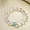 Pulsera de Cristal Natural Yufuxiang Multi-Tesoro Fantasma Blanco Cristal de Polvo de Agua Blanco Amatista Pulsera de Perlas Redondas para Hombres y Mujeres Alta Calidad