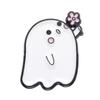 Bonita insignia de la serie de Halloween con forma de fantasma blanco de dibujos animados, abrigo, mochila, decoración, bufanda fija con hebilla