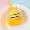 Monedero de Felpa Lindo de Dibujos Animados, Estuche para Auriculares de Muñeco 3D Abeja, Bolsa de Almacenamiento de Monedas con Cremallera de Color Caramelo