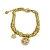 Loja de Ouro Mesmo Estilo Areia Dourada Bússola Estrela Pulseira Trançada Novo Estilo Chinês Roda Estelar Pulseira Cobre Banhado a Ouro Nicho Joia de Mão