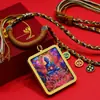 Ocho Grandes Protectores Clásico Tibetano Exquisito Pintado a Mano Color Oro Thangka Zodiaco Buda Talismán Collar Caja GAU Colgante Iridiscente
