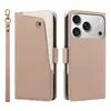 Aplicable Transfronterizo Apple 17Pro Color de Contraste Cartera Texturizada Funda para Teléfono Móvil con Espejo de Cosméticos 17 Funda de Cuero para Teléfono Móvil en Stock