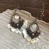 Colgante de Oreja con Borla de Concha de Flor Gota de Agua Estilo Étnico Retro Pendientes Únicos Bohemio de Gama Alta Pendientes Exagerados