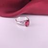Anillo Abierto de Plata de Ley s990 con Zafiro Rojo Moda Personalidad para Mujer Todo-partido Anillo de Mujer Cuatro Garras
