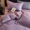 Conjunto de 4 Peças Waffle Tecido Algodão Puro Simples Moderno Roupa de Cama para Casa Alta Contagem de Fios Alta Densidade Amigo da Pele Conjunto de Roupa de Cama