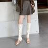 2024 Comercio Exterior Nuevo Estilo Botas de Chica Caliente Punta Abierta Botas Largas Diseño de Nicho Sandalias con Correa Distintiva Botas de Tacón con Clip en la Punta