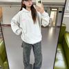 Suéter com Capuz Esportivo Casual de Primavera e Outono Roupa Feminina Roupas Superiores com Capuz Design Hoodie com Forro de Fleece Impressão Médio e Longo College