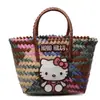 Bolsa de Palha Colorida de Mão para Verão Feminina 2025 Nova Moda Bolsa de Ombro de Grande Capacidade Bolsa de Praia de Férias de Alta Qualidade