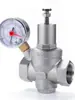 Válvula Reductora de Presión 304 con Grifo Medidor Agua Potable Acero Inoxidable Rosca Ajustable Válvula Estabilizadora de Presión Tubería de Agua Caliente de Alta Temperatura Válvula de Presión Constante