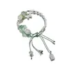 Nuevo Estilo Chino Estilo Antiguo Verde Bambú Rima Pulsera Fresca Gama Alta Mariposa Flor Fortuna Marca Pulsera Vintage Estilo Nacional Pulsera