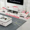 Mesa de centro redonda estilo europeo, mueble de TV moderno simple y juego de mesa de centro, mesa de centro de vidrio templado para apartamentos pequeños, mesa de té para sala de estar