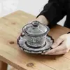 Juego de Té Cerámico Agrietado Hielo Negro con Tapa Flotante, Adecuado para Uso en Casa y Oficina, Lujo de Gama Alta G1