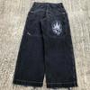Jeans de Corte Holgado para Comercio Electrónico Transfronterizo con Estampados de Hip-Hop Rock Callejero, Pantalones Rectos de Pierna Ancha Harajuku, Venta al por Mayor Directamente del Fabricante
