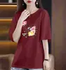 E-commerce Transfronteiriço~Retirada no Balcão Estoque de Liquidação Marca Grande Comércio Exterior Roupas Femininas Gola Redonda Manga Curta Blusa para Mãe Camiseta Estilosa Estampada