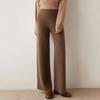 Pantalones anchos de cachemira gruesa para mujer, cintura alta, para uso exterior, 100% cachemira pura, pantalones rectos holgados, pantalones casuales