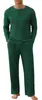 Conjunto de pijama para hombre de Amazon transfronterizo, ropa de estar de cuello redondo, pijama de botones con bolsillos, conjunto acanalado de manga larga