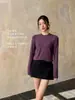 32030 # Suéter básico simple ligero de lana, amigable con la piel, cómodo, elástico, camiseta base adelgazante para mujer para usar en capas con otras prendas