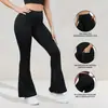 Pantalones de Yoga Acampanados de Terciopelo Delgado Cepillado Otoño e Invierno Europeos y Americanos para Mujer Aspecto Adelgazante Cintura Alta Pantalones de Tiburón Cadera Pantalones Deportivos de Fitness