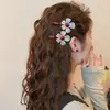 Novedad 2026 Pinza para el Cabello con Perlas y Flores en Contraste Azul y Rojo para Mujer, Pinza Lateral Estilo Coreano, Accesorio para el Cabello de Pinza para Flequillo de Alta Gama