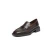 Mocasines de Piel de Vaca de Primera Capa con Patrón de Cocodrilo Europeo 2025 Otoño Punta Cuadrada Pequeños Zapatos de Cuero para el Trabajo Planos de Boca Profunda de Cuero Genuino para Mujer
