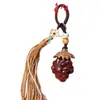 Colgante de Fresas de Madera de Sangre Yiming Xianyuan Joya de Madera Fruta y Verdura de Madera Maciza Colgante para Teléfono Móvil Borla Colorida Tejida