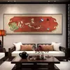 Nova Pintura Decorativa Horizontal para Sala de Estar com Galhos Felizes Nova Chinoiserie Pintura de Parede de Fundo para Sofá de Luxo Mural de Flores e Pássaros