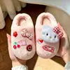 Pantuflas de algodón para niñas, pantuflas de interior antideslizantes para niños de otoño e invierno, diseño lindo de gato, cálidas, adecuadas para que las usen juntas niñas y padres.