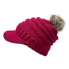 2023 ebay Nuevo Amazon venta caliente transfronteriza gorro de lana a rayas para curling cálido gorro de punto para mujer con pompón de pelo