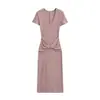 Vestido Largo Ajustado al Cuerpo con Escote en U Cruzado en la Cintura y Abertura Alta, Femenino y Rejuvenecedor, con Diseño de Cintura de Hormiga, Moderno