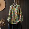 Suéter de Algodón con Estampado de Peces Vintage para Mujer, Holgado, Estilo Perezoso, para Primavera y Otoño, Diseño Único, Cuello Redondo, Suéter Pulóver, Moderno