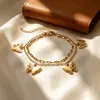 Joyería Transfronteriza Europea y Americana de Acero Inoxidable Nuevo Pulsera con Colgante Hueco en Forma de Mariposa para Mujer, Pulsera de Playa Moderna y Sencilla