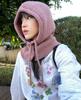 Coreia do Sul balaclava chapéu de inverno das mulheres lenço chapéu quente casal integrado proteção da orelha chapéu de malha de lã