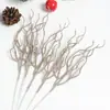 Árbol de Navidad artificial de 35 cm con ramas con purpurina y polvo dorado, ramas brillantes, ramas secas, piñas y ramas de Navidad DIY para decoración de mesa