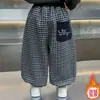 Pantalones con forro polar para niño Otoño/Invierno 2026 Nuevo Estilo Coreano Ropa Genial para Niño Pequeño Pantalones a Cuadros Ropa de Invierno para Bebé Pantalones tipo linterna