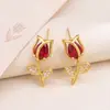 Pendientes transfronterizos de moda: Aretes de tulipán con una estética vintage y fresca, con delicados diseños de flor de tulipán, material de cobre y circonita cúbica microincrustada