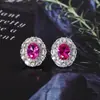 2024 nueva joyería Huabi cobre chapado en oro retro simulación corindón rojo ovalado estilo simple traje femenino 6*8
