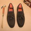 Zapatos de Cuero Británicos para Hombre Estilo Coreano de Moda Elevadores Internos Antivellón Zapatos Tipo Mocasín Slip-on Perezosos Casuales Mocasines con Borlas
