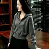 Jaqueta Cardigan de Tricô Estilo Coreano Novo Outono/Inverno 2026 para Mulheres, Caimento Solto, Emagrecedor, Suéter Top de Outerwear, Tendência