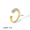 Estilo de luxo leve ins europeu e americano anel de abertura com diamante de aço inoxidável banhado a ouro 18K nicho alta qualidade anel de titânio feminino atacado