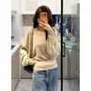 El éxito popular de este año en ropa para mujer Otoño 2026 Nuevo Estilo Perezoso Cuello en V Holgado Manga Larga Ceñidor de Cintura Top de Punto