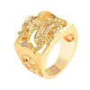 Huajie Gold Store suministra el mismo anillo de dragón dominante para hombre de boutique, imitación de oro, cobre puro, chapado en oro, anillo de dragón hueco para hombre